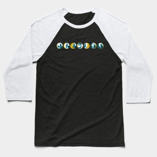 Moon phases in watercolor gold, green, and blue Baseball T-Shirt